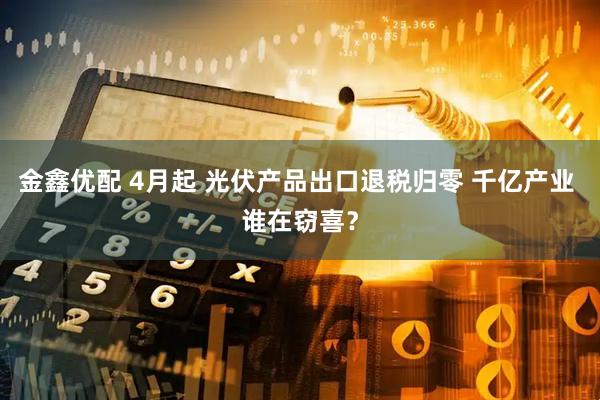 金鑫优配 4月起 光伏产品出口退税归零 千亿产业 谁在窃喜？